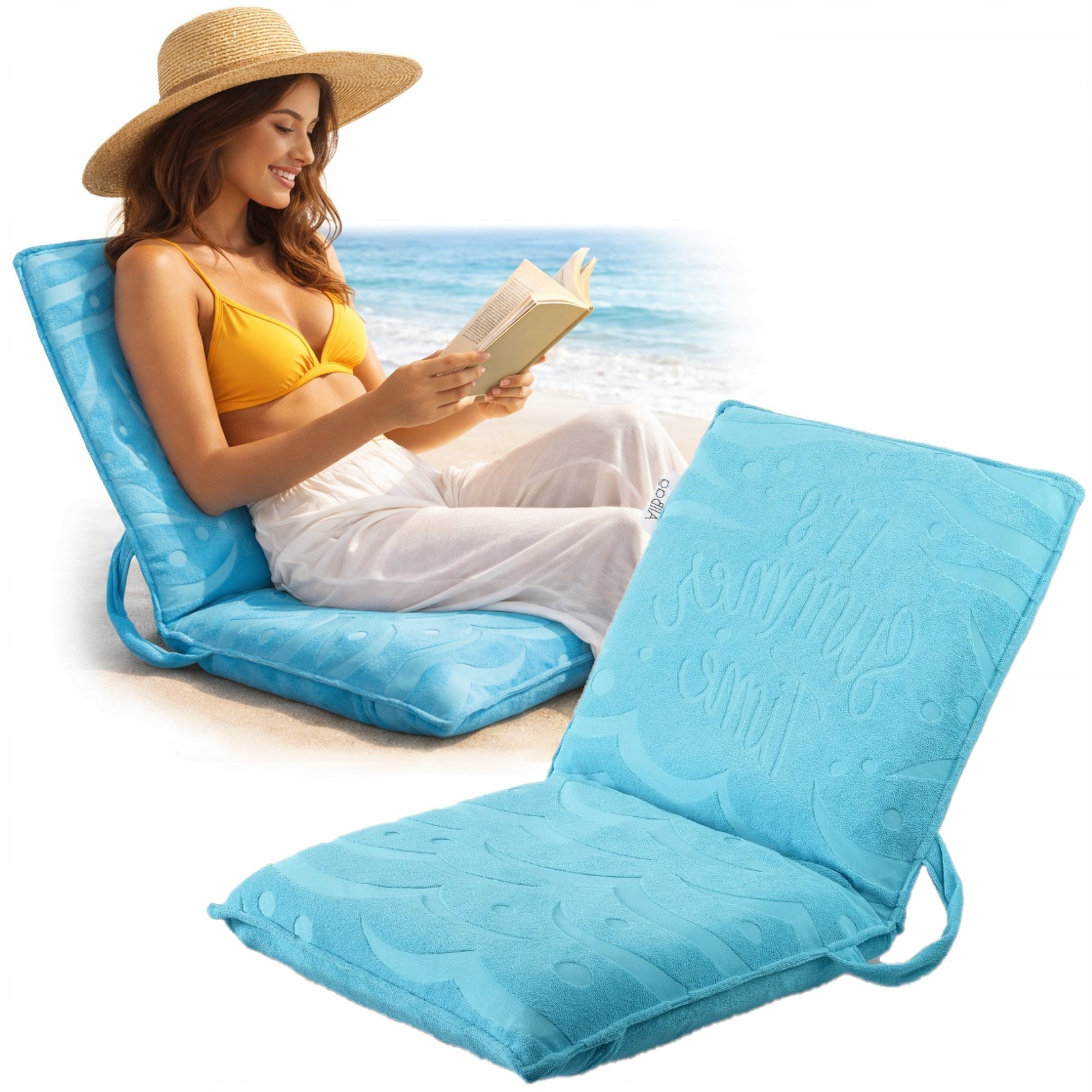 BEACH LOUNGER FOLDING BLUE Summer Time LIGHTWEIGHT PORTABLE 150KG