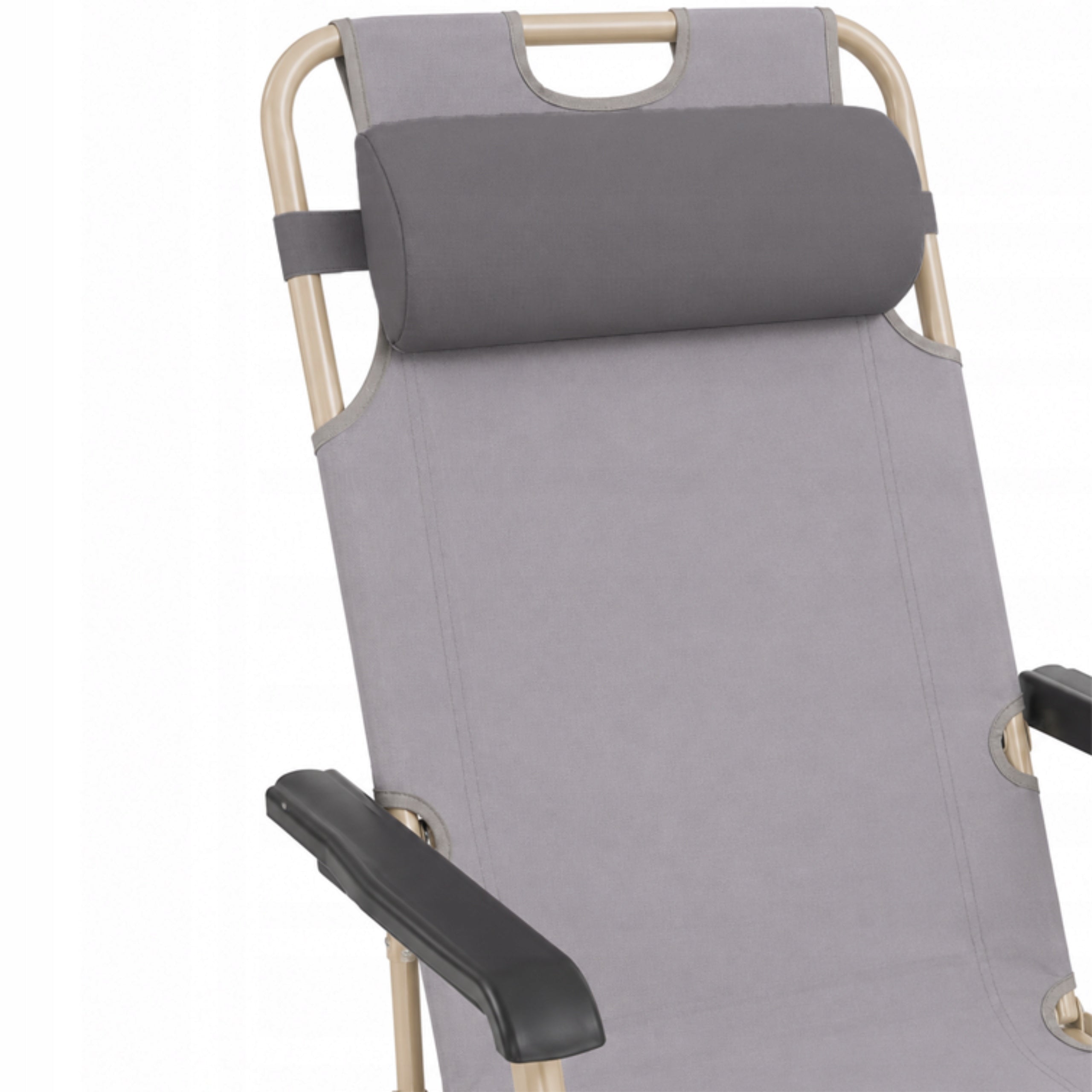 BEACH LOUNGER FOLDING WITH PILLOW COUCH BED ARMCHAIR GREY LARGE Kind sunbed
