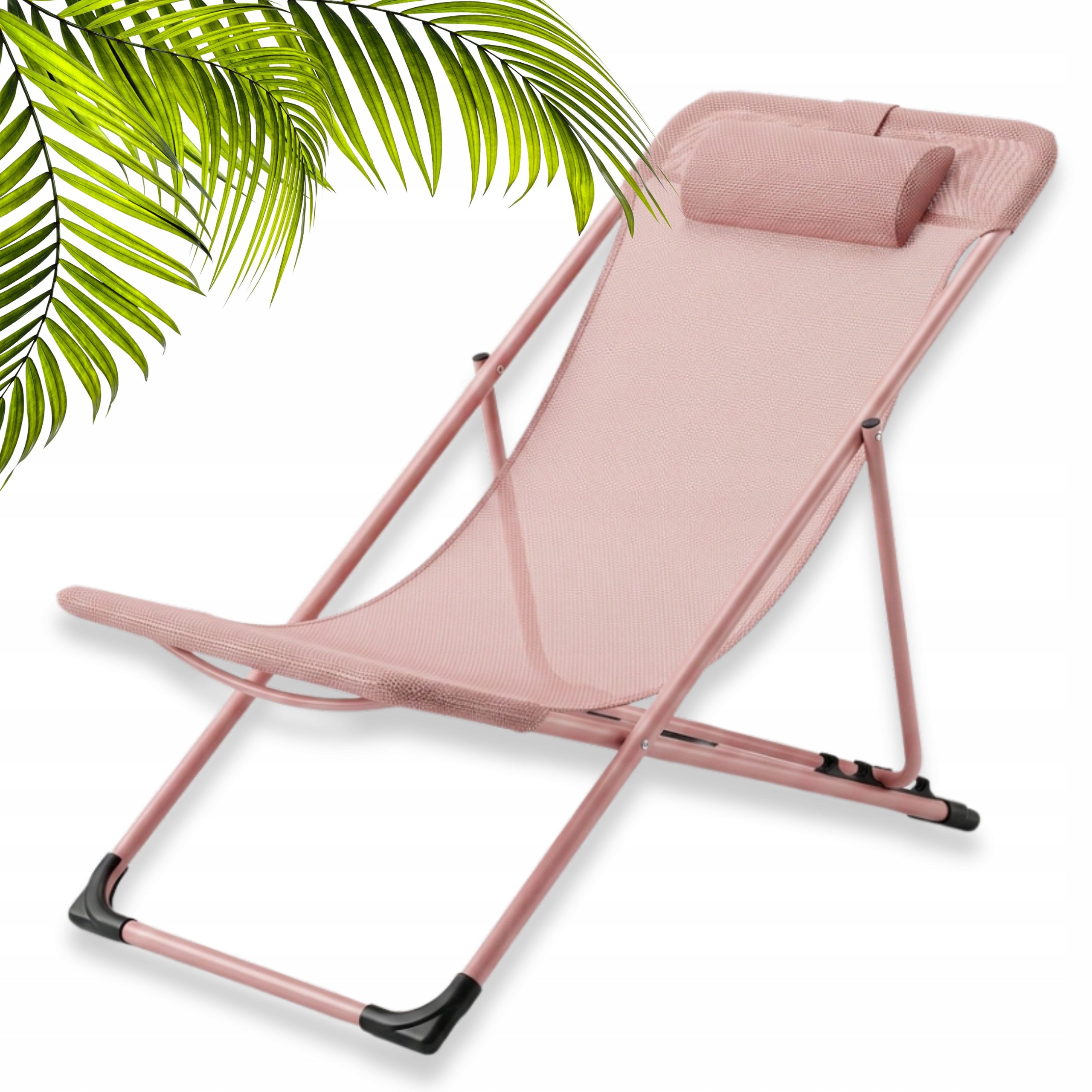 BEACH LOUNGER FOR BALCONY FOLDING ADJUSTABLE PINK LIGHT YS-31