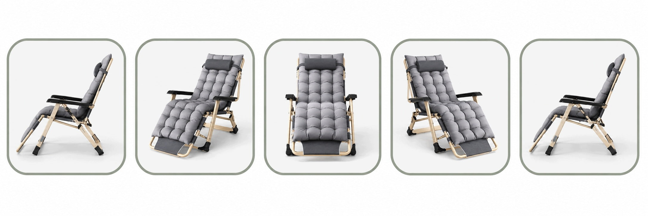 BEACH LOUNGER WITH HIKING CUSHION ADJUSTABLE GREY Brand no brand