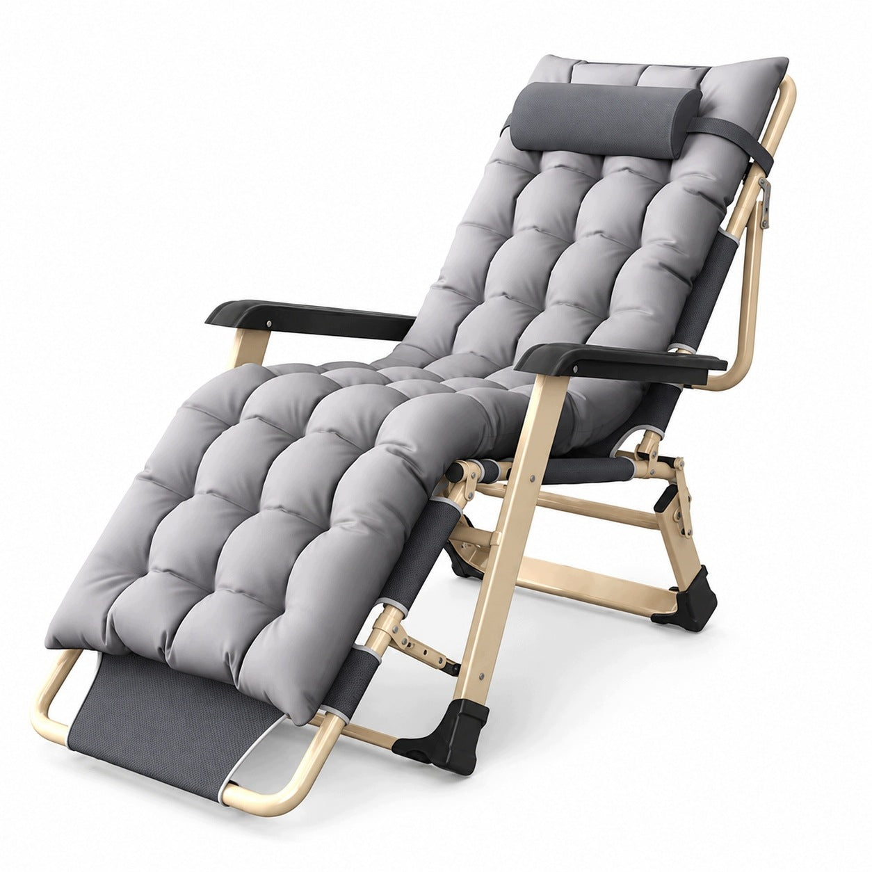BEACH LOUNGER WITH HIKING CUSHION ADJUSTABLE GREY Manufacturer code leżak ogrodowy szary antracyt