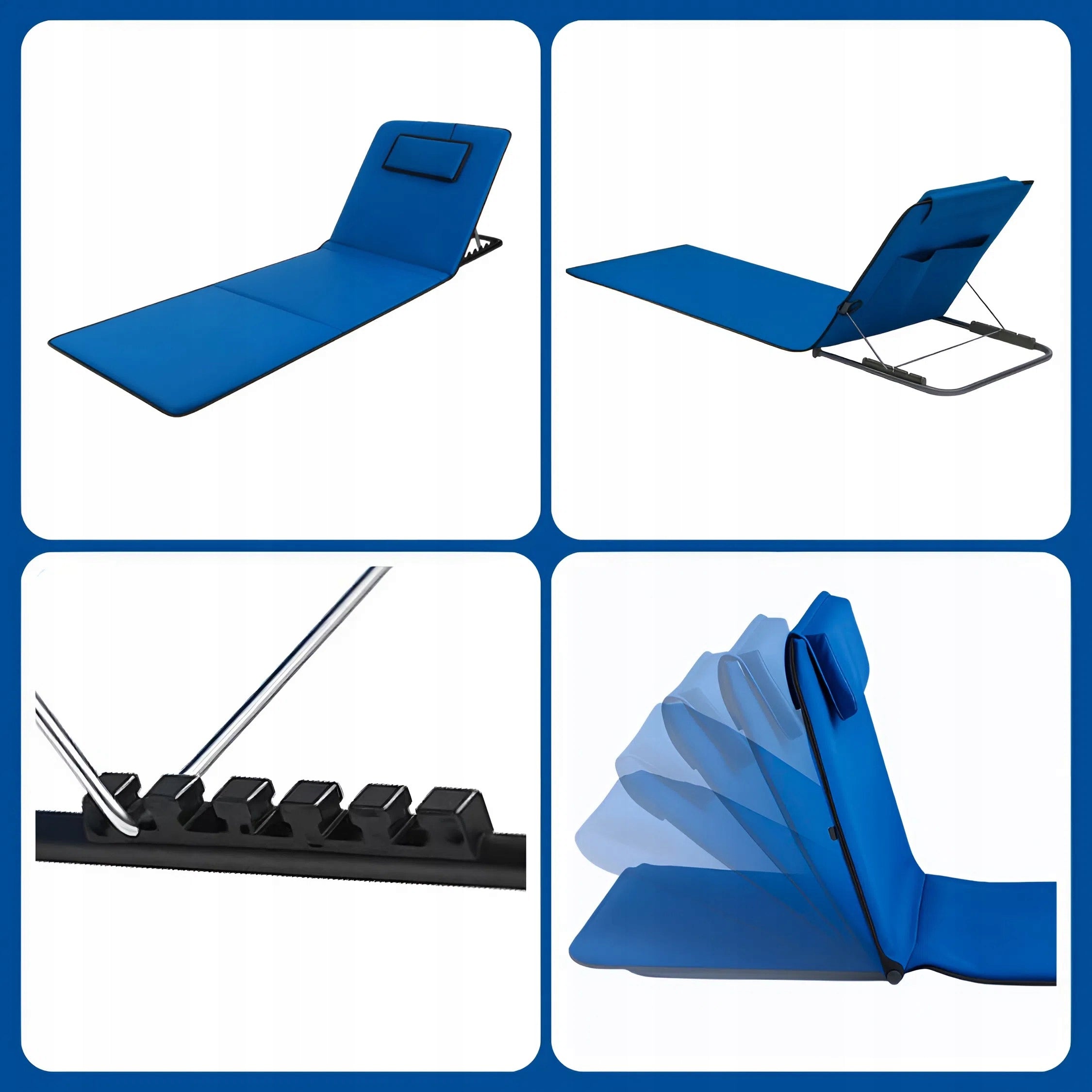 BEACH MAT FOLDING LOUNGE CHAIR WITH BACKREST ADJUSTABLE BEACH CHAIR Brand MEMFLOW