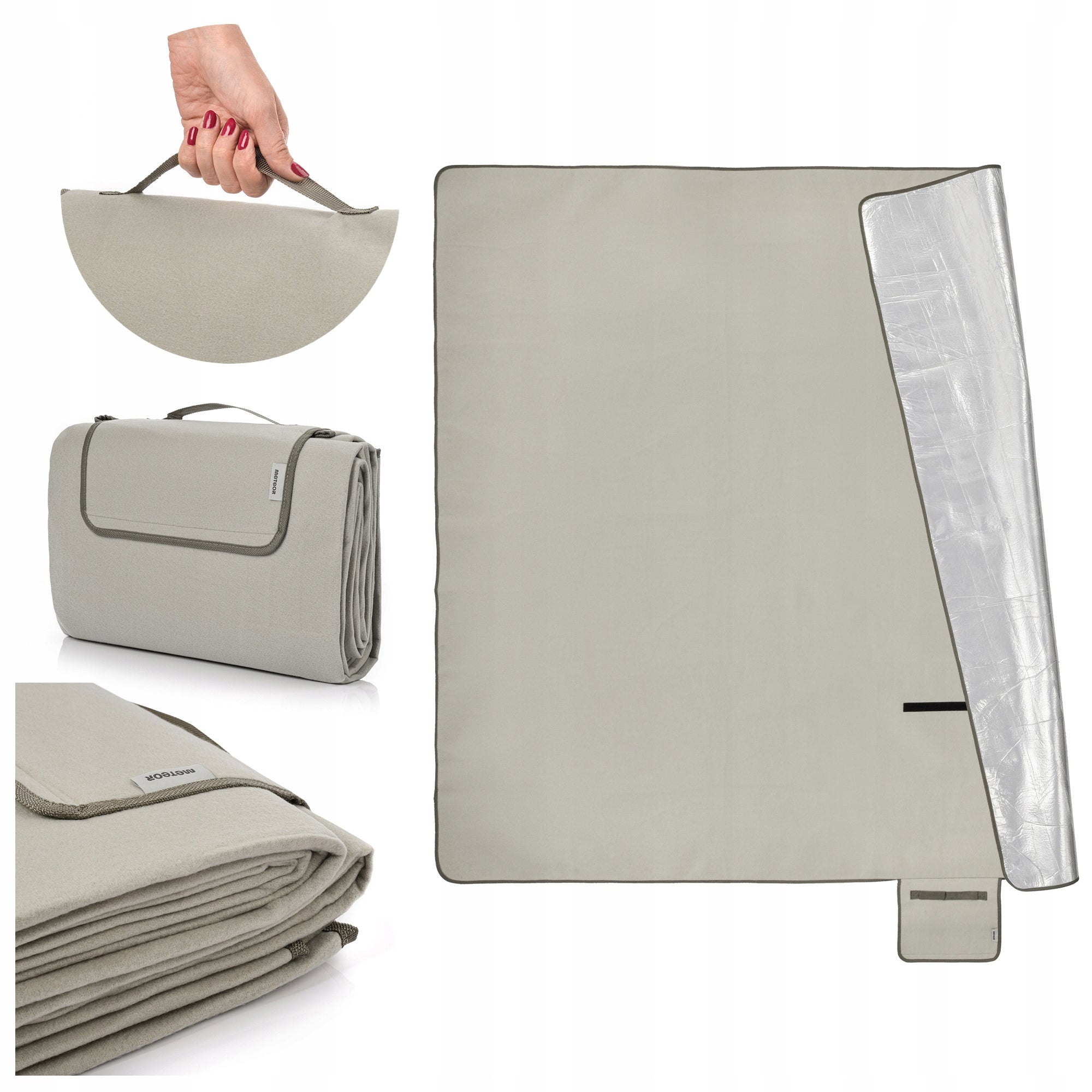 BEACH PICNIC BLANKET WITH INSULATION ALU METEOR LARGE XL 200x200 ALU 3 layers