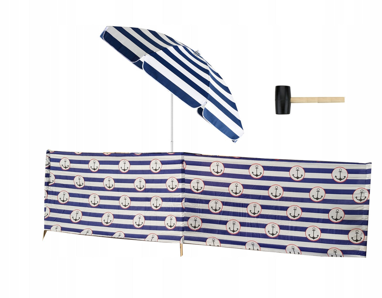 BEACH SCREEN 8m 800cm + umbrella 160cm + hammer anchors Manufacturer code kotwica 8140