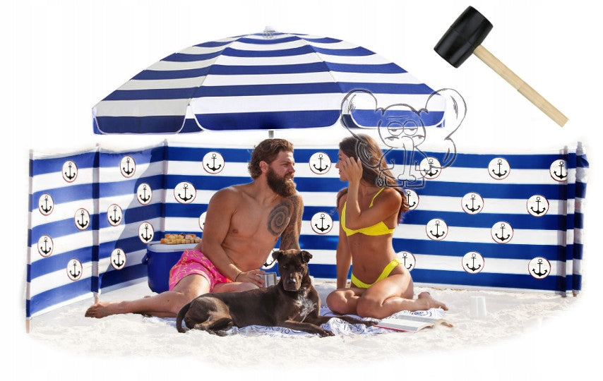 BEACH SCREEN 8m 800cm + umbrella 160cm + hammer anchors