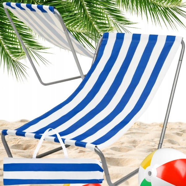 BEACH STEEL GARDEN LOUNGER STRIPED HIKING FABRIC + BAG