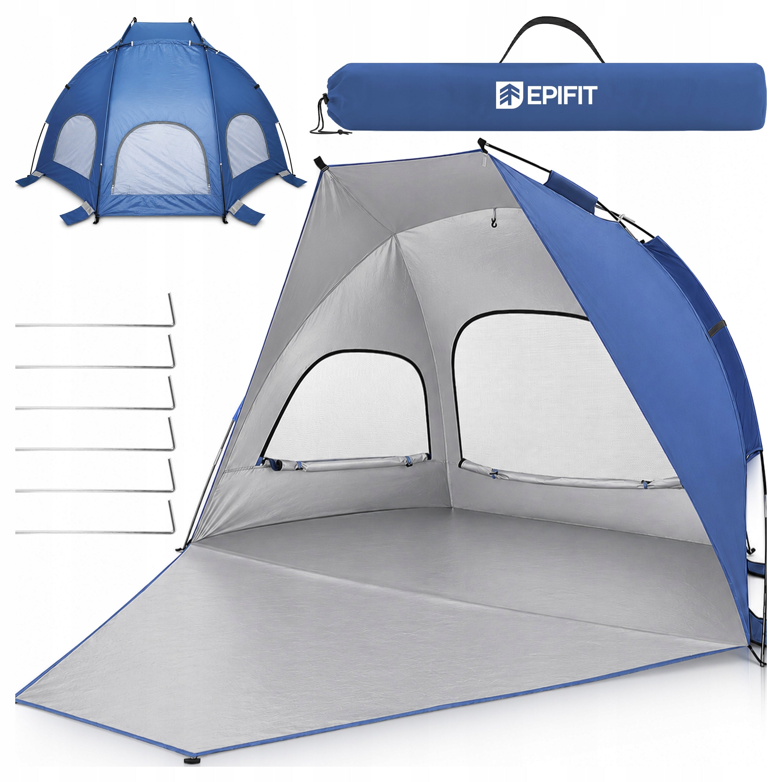 BEACH TENT FOR UNFOLDING LARGE CLOSED SCREEN LIGHT FIBERGLASS