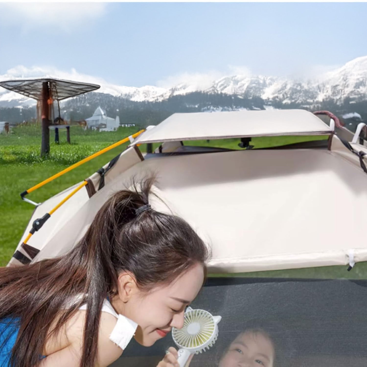 BEACH TENT SELF-FOLDING SCREEN AUTOMATIC WITH 2 DOORS+2 WINDOWS Kind travel