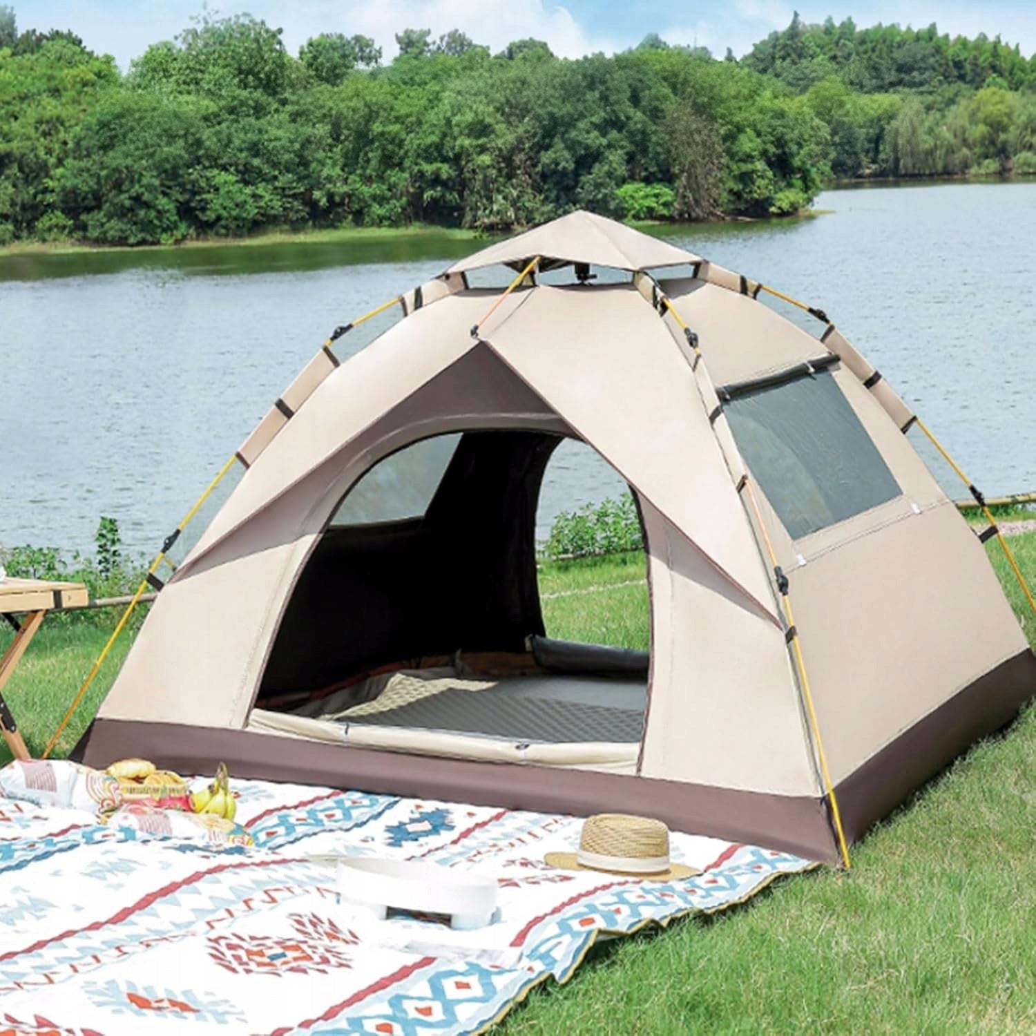 BEACH TENT SELF-FOLDING SCREEN AUTOMATIC WITH 2 DOORS+2 WINDOWS Waterproofness less than 1500 mm