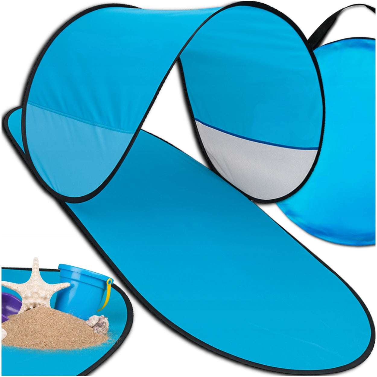 BEACH TENT SELF-FOLDING SCREEN FOR BEACH LARGE GARDEN + HERRING Color blue