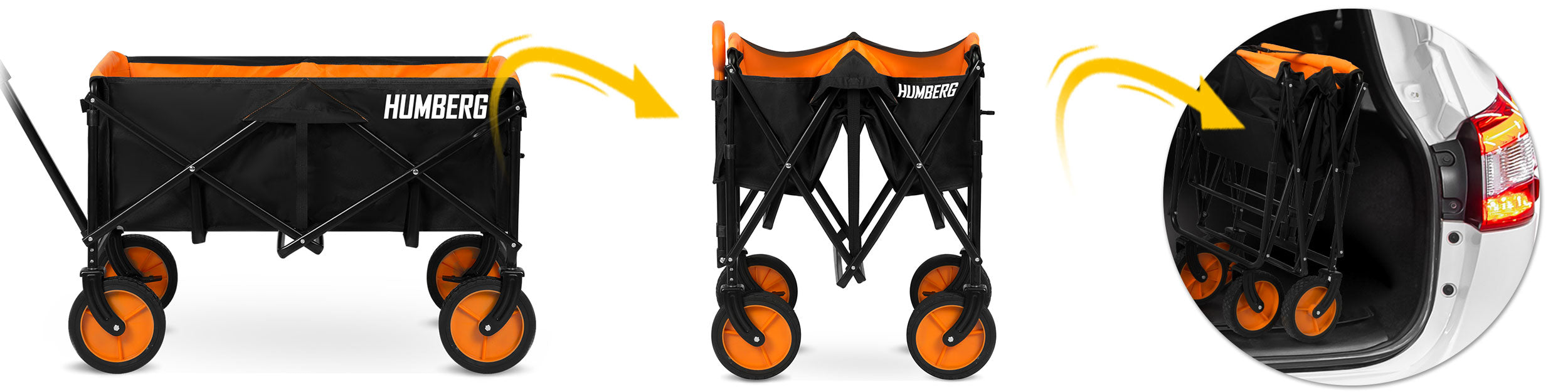 BEACH TRANSPORT TROLLEY FOLDING HIKING GARDEN 90kg HUMBERG Capacity 100 l