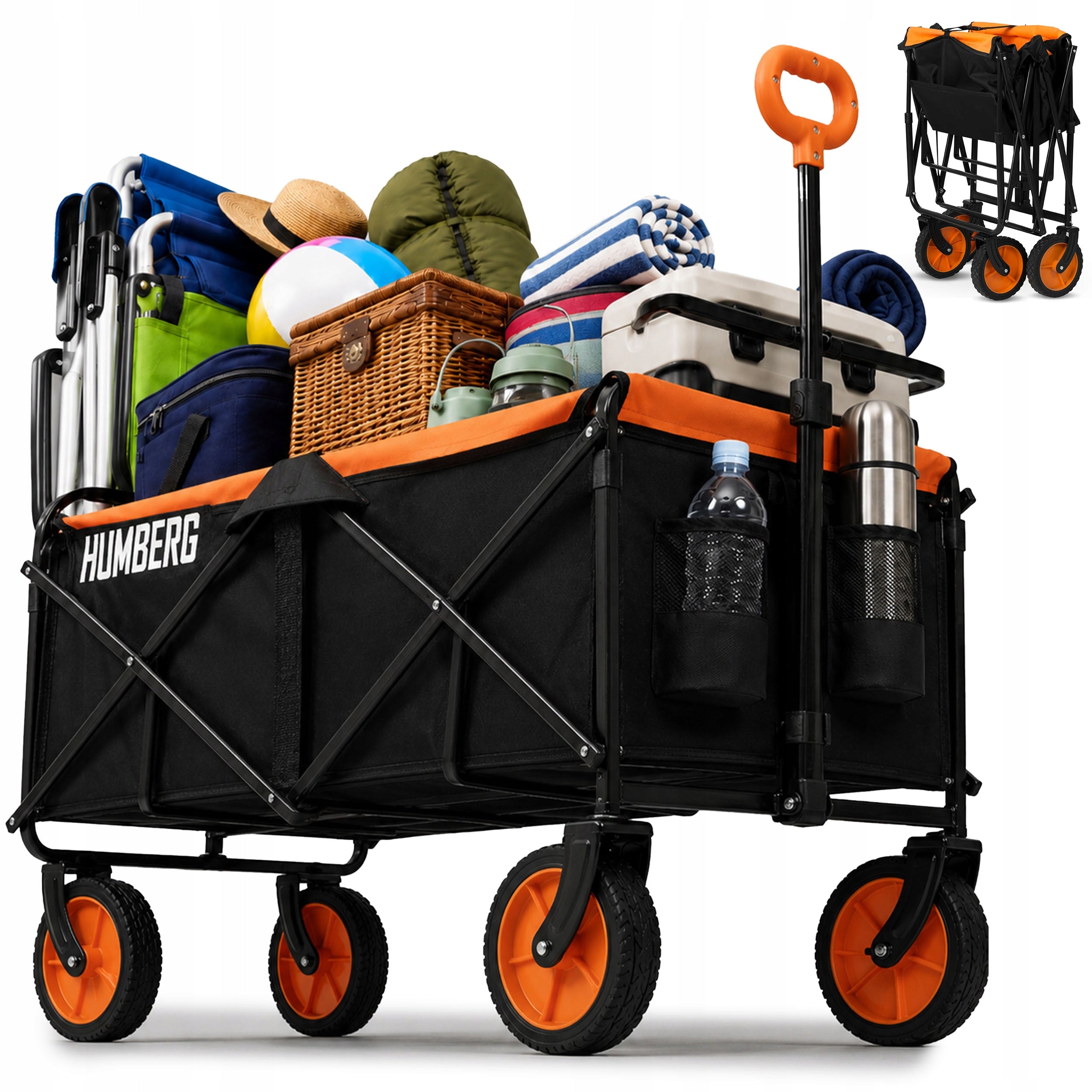 BEACH TRANSPORT TROLLEY FOLDING HIKING GARDEN 90kg HUMBERG