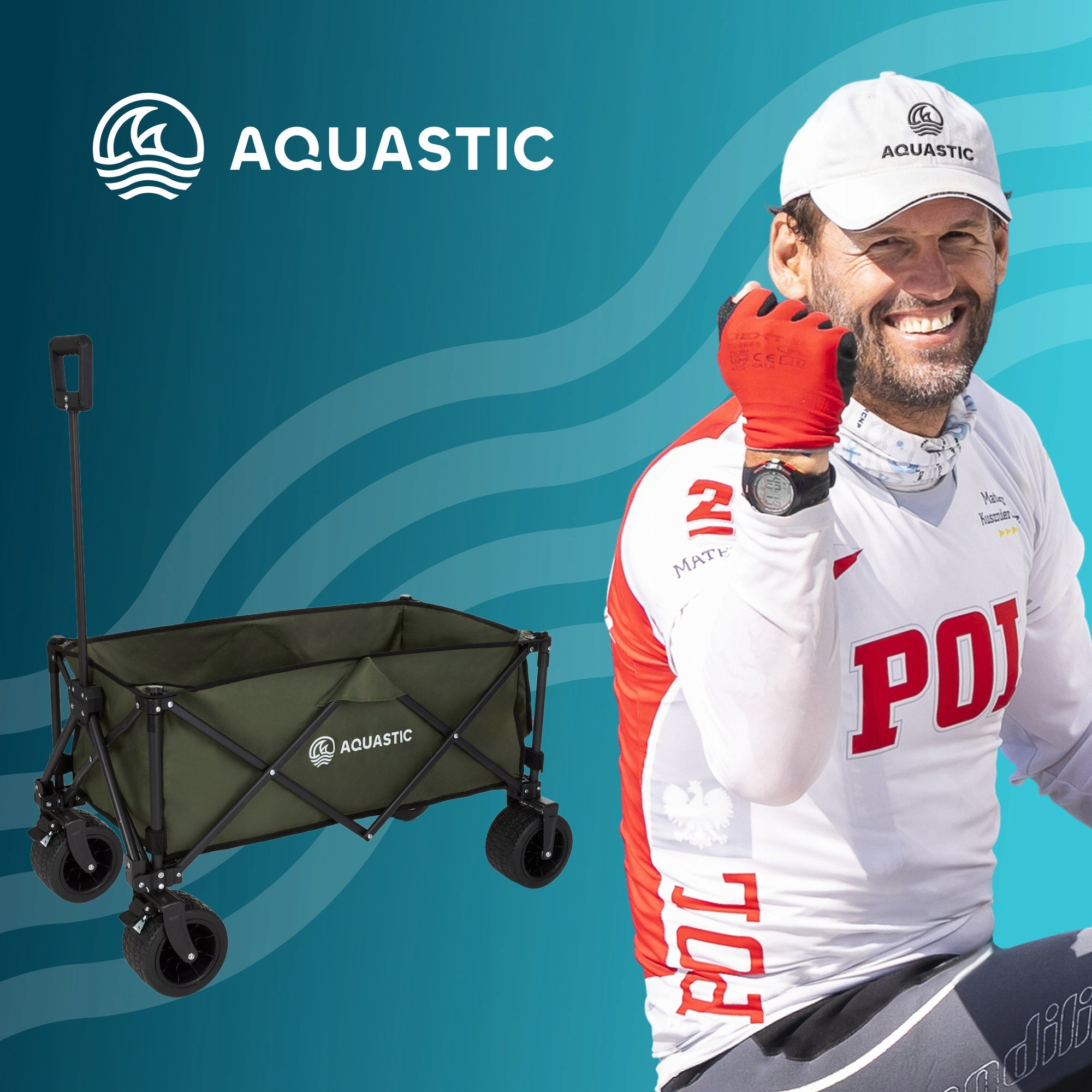 BEACH TROLLEY FOLDING GARDEN TOURIST 127L AQUASTIC CARO TRAILER Brand Aquastic