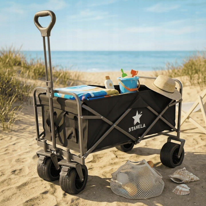 BEACH Transport TROLLEY Folding GARDEN Wide Wheels BRAKE XXL 120L Manufacturer code Wózek Wędkarski Transportowy Plażowy 120L