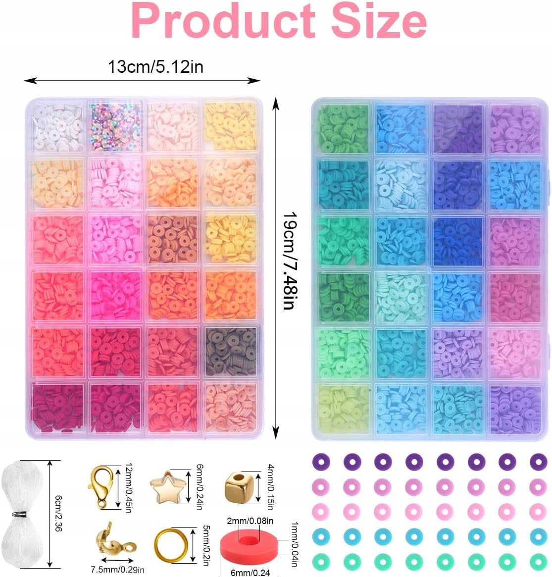 BEADS 4800 PIECES SET GALA POLYMER DIY COLORFUL HEISHI ACCESSORIES Brand no brand