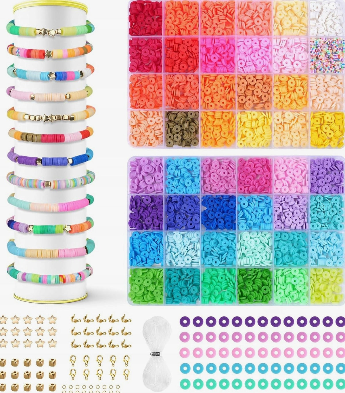 BEADS 4800 PIECES SET GALA POLYMER DIY COLORFUL HEISHI ACCESSORIES