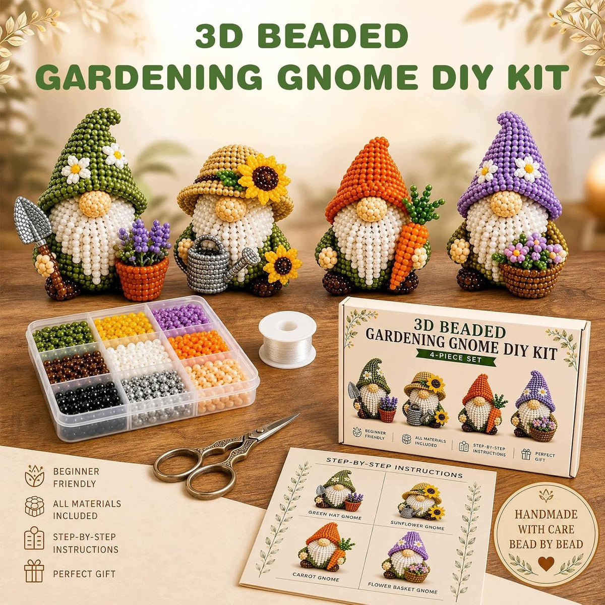 BEADS SET 3D EMBROIDERY LEPRECHAUN FIGURINE DIY CREATIVE INSTRUCTION Brand no brand
