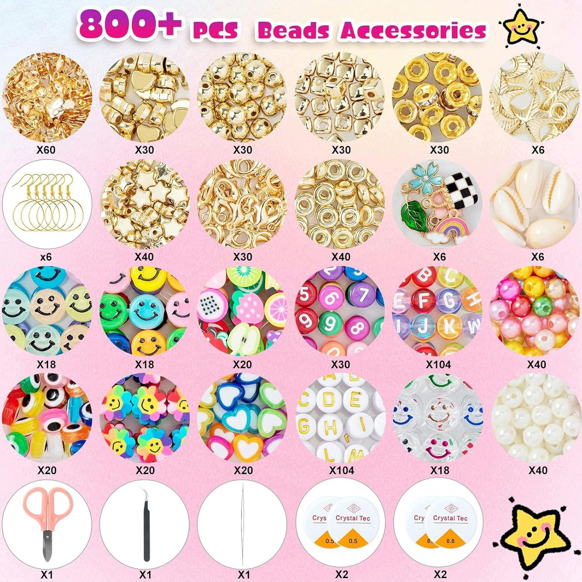 BEADS SET OF 12000 PIECES 6MM 3MM FOR JEWELRY MAKING COLORFUL Brand no brand