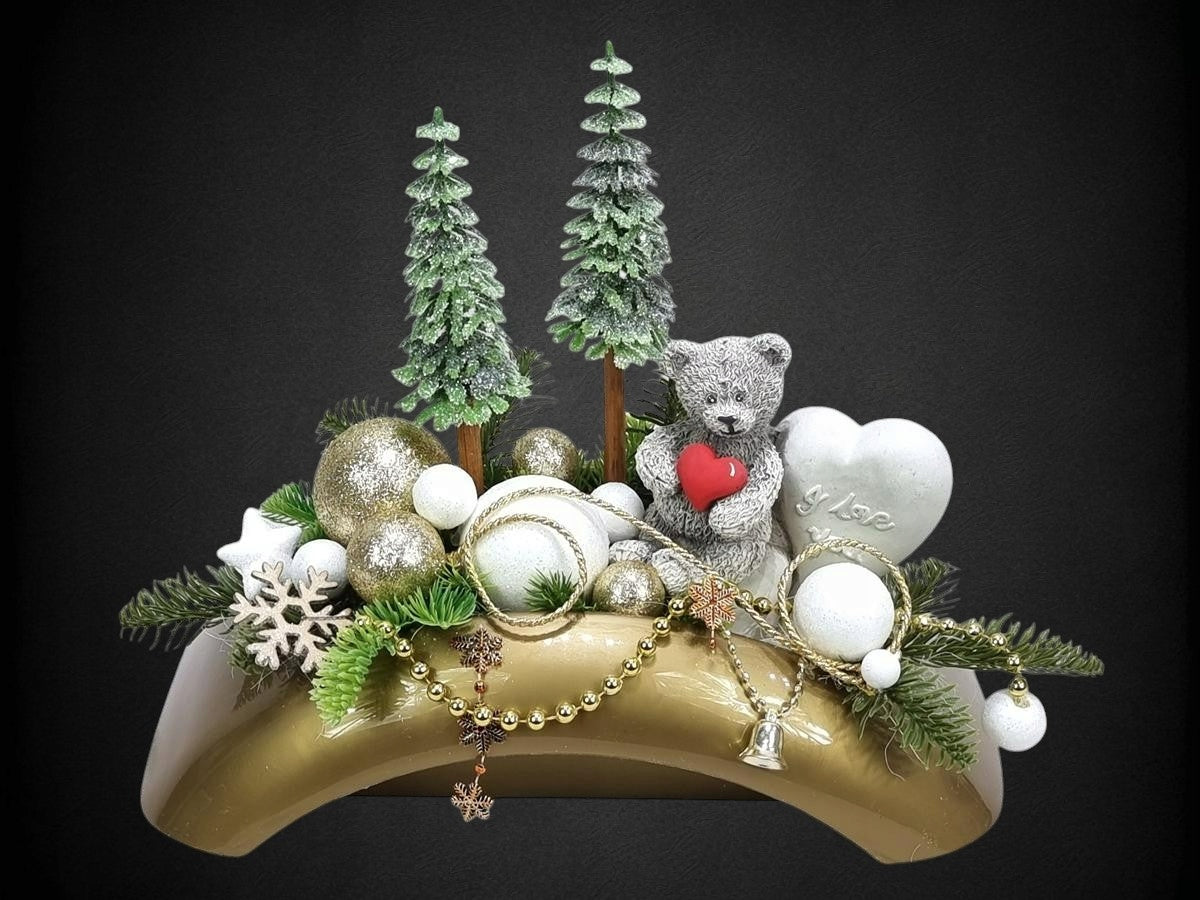 BEAR WITH A HEART (223.34) Reed for the grave of a child children's cemetery Brand no brand