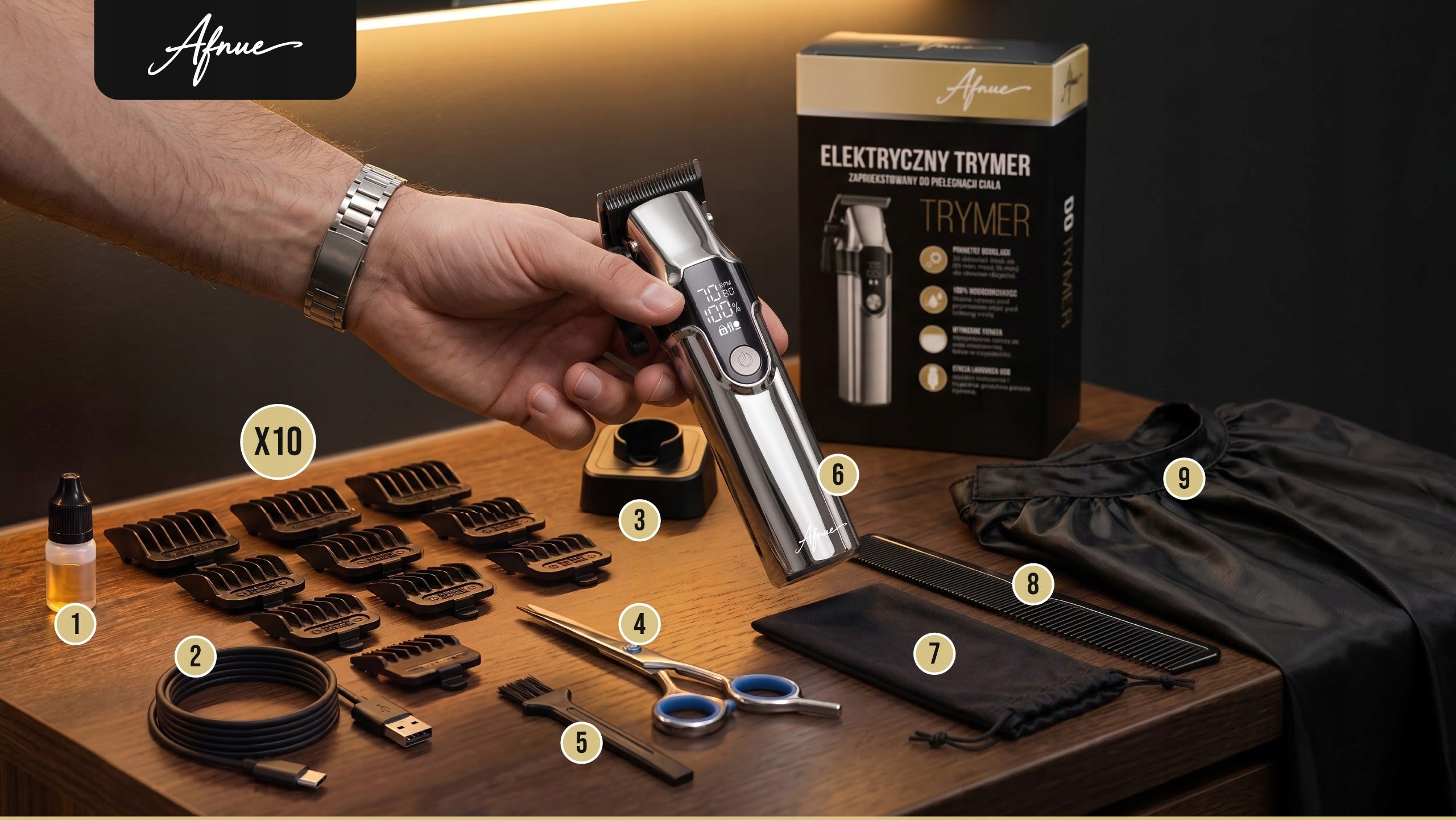 BEARD HAIR CLIPPER PROFESSIONAL USB-C WIRELESS 21in1 Packaging status original