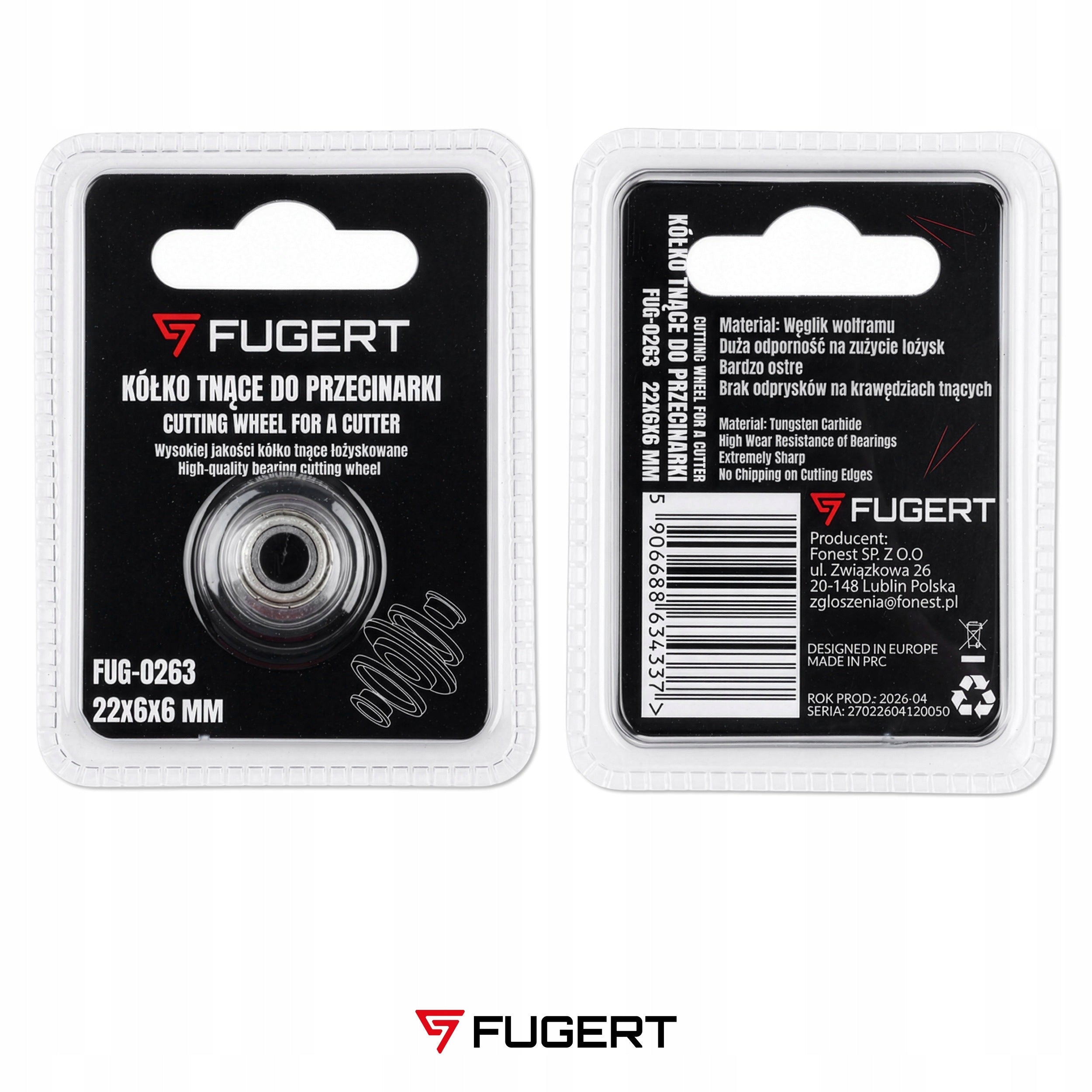 BEARING CUTTING WHEEL FOR GLAZE CUTTER 22X6X6MM FUGERT FUG-0263 Packaging status original