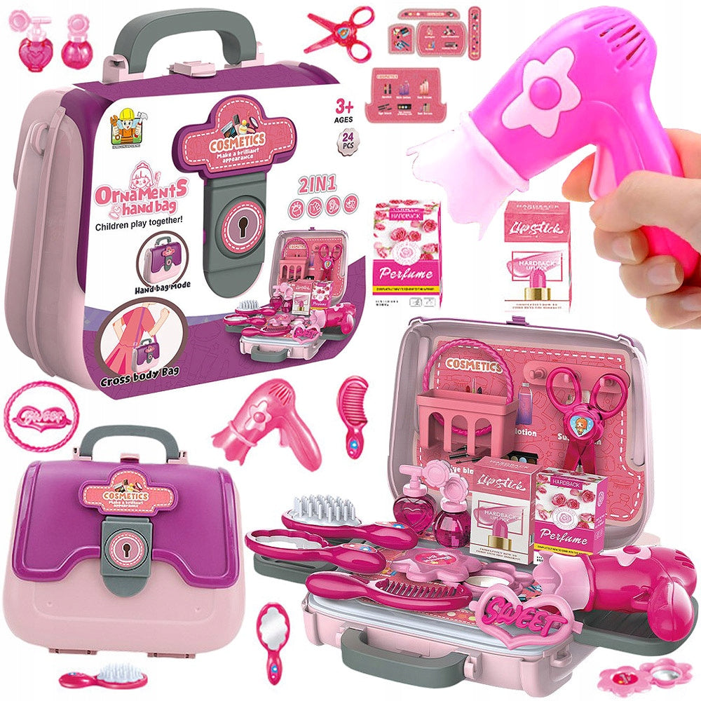 BEAUTY SALON CHEST SET IN SUITCASE BAG AND BELT FOR CHILDREN 24 EL.