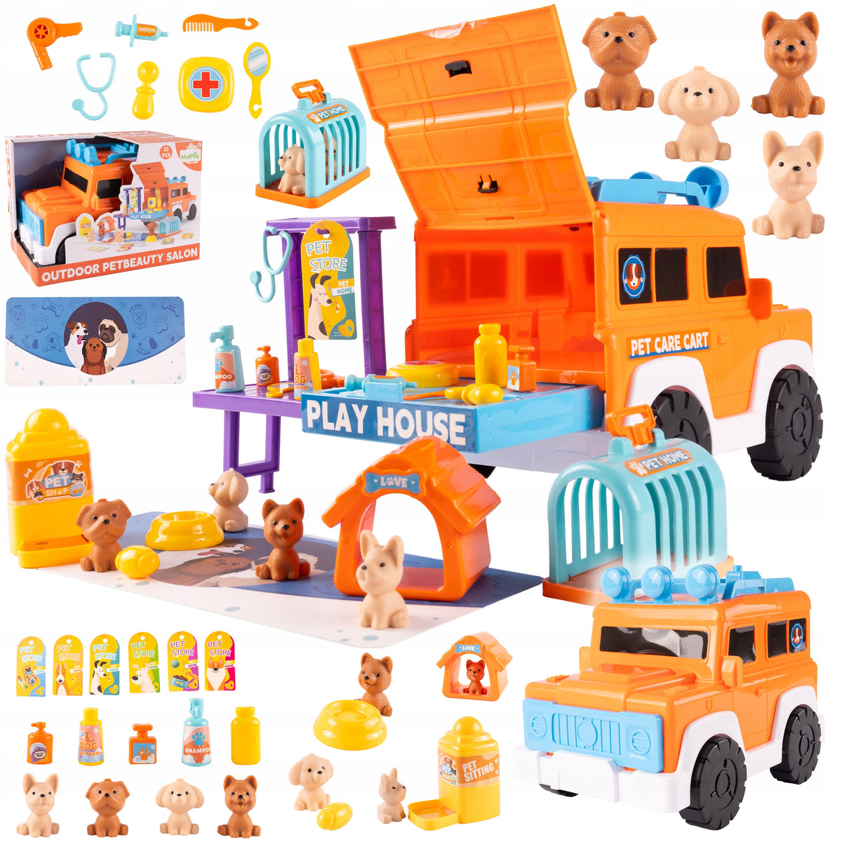 BEAUTY SALON FOR DOG TOY HAIRDRESSER AUTO GROOMER DOCTOR 33 ACCESSORIES
