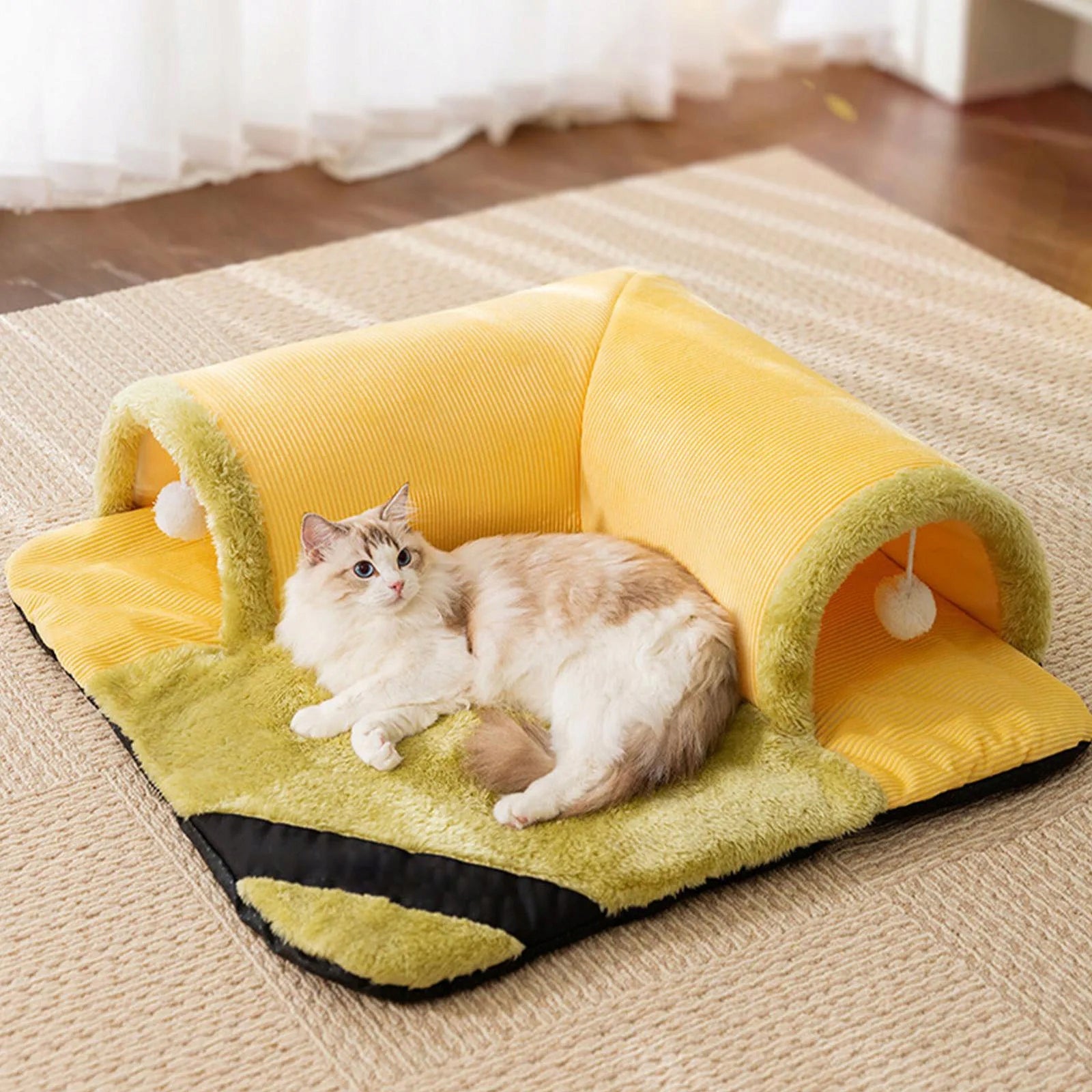 BED, COUCH MAT WITH TUNNEL FOR CAT, DOG, RABBIT, RODENTS Packaging status original