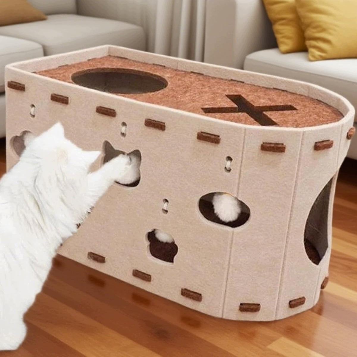 BED FELT CAT NEST CONSTRUCTION DOUBLE LAYER BEIGE 52*30*30CM Manufacturer code 7PTLYG0374bd--010