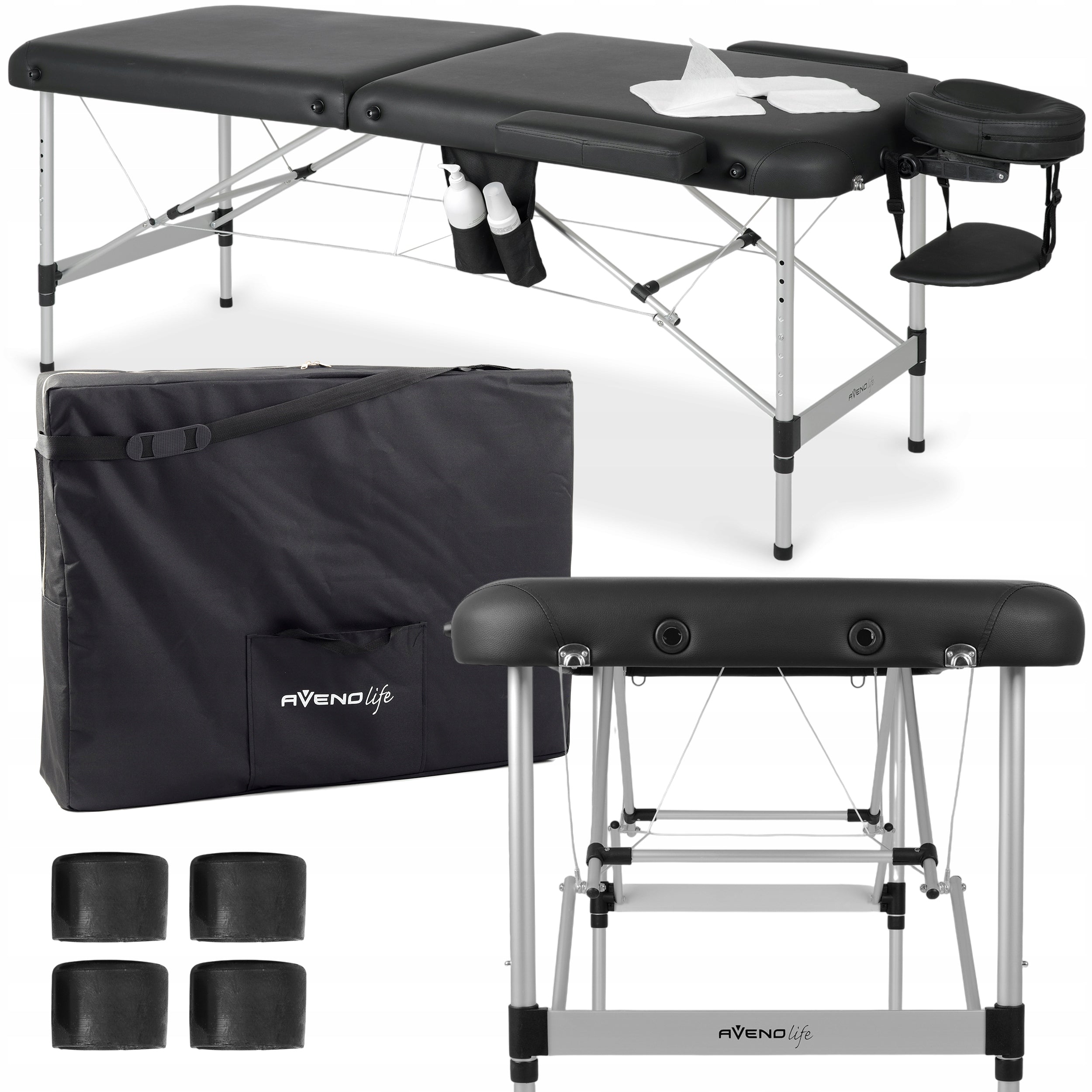 BED MASSAGE TABLE ALUMINUM FOLDING NADIA 70CM WITH ACCESSORIES HABYS