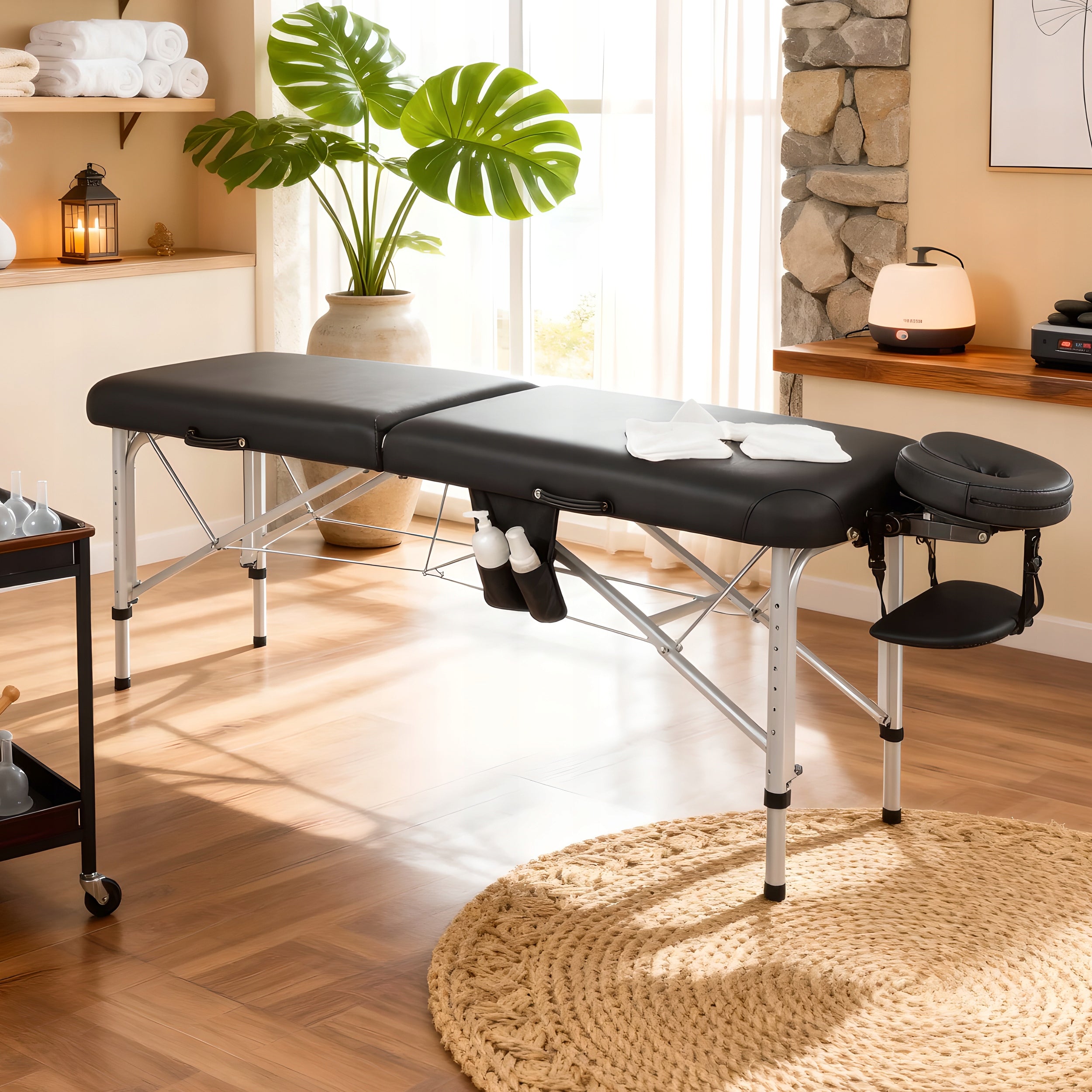 BED MASSAGE TABLE ALUMINUM FOLDING VERA 60CM BLACK WITH ACCESSORIES EAN (GTIN) 5906667491470