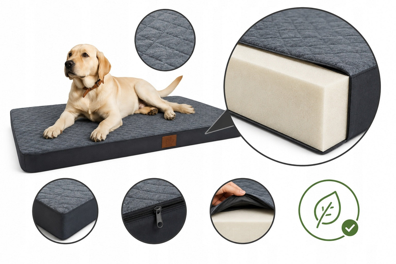 BED MATTRESS DOG 120x80x7cm. LARGE BED XXL - GRAPHITE MAT Manufacturer code LEG-MAT-120-GRAFIT