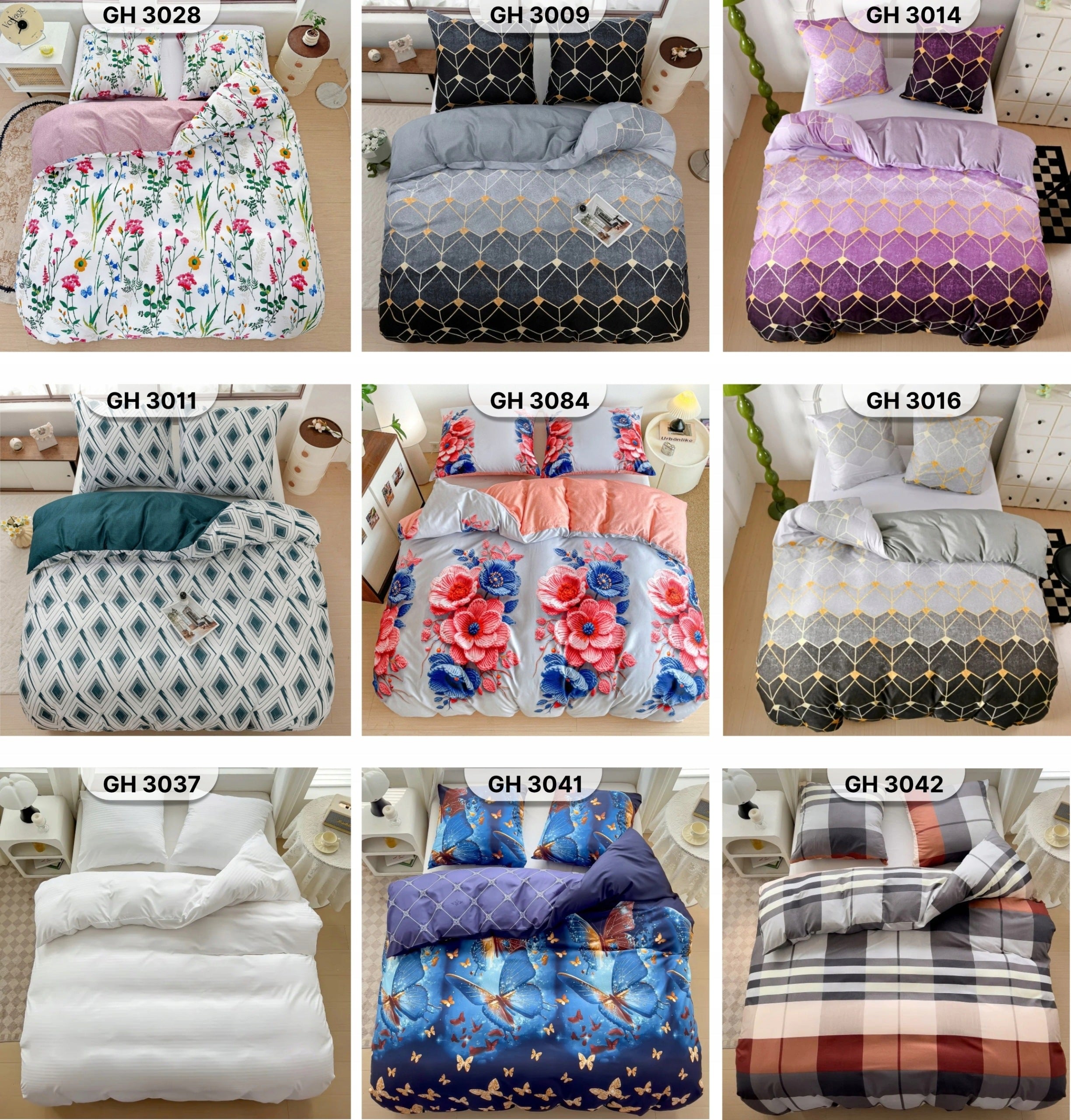BEDDING 160x200 +2 pillowcases Cotton satin BEDDING SET PATTERNS THICK Manufacturer code 160x200_wzory na prezent