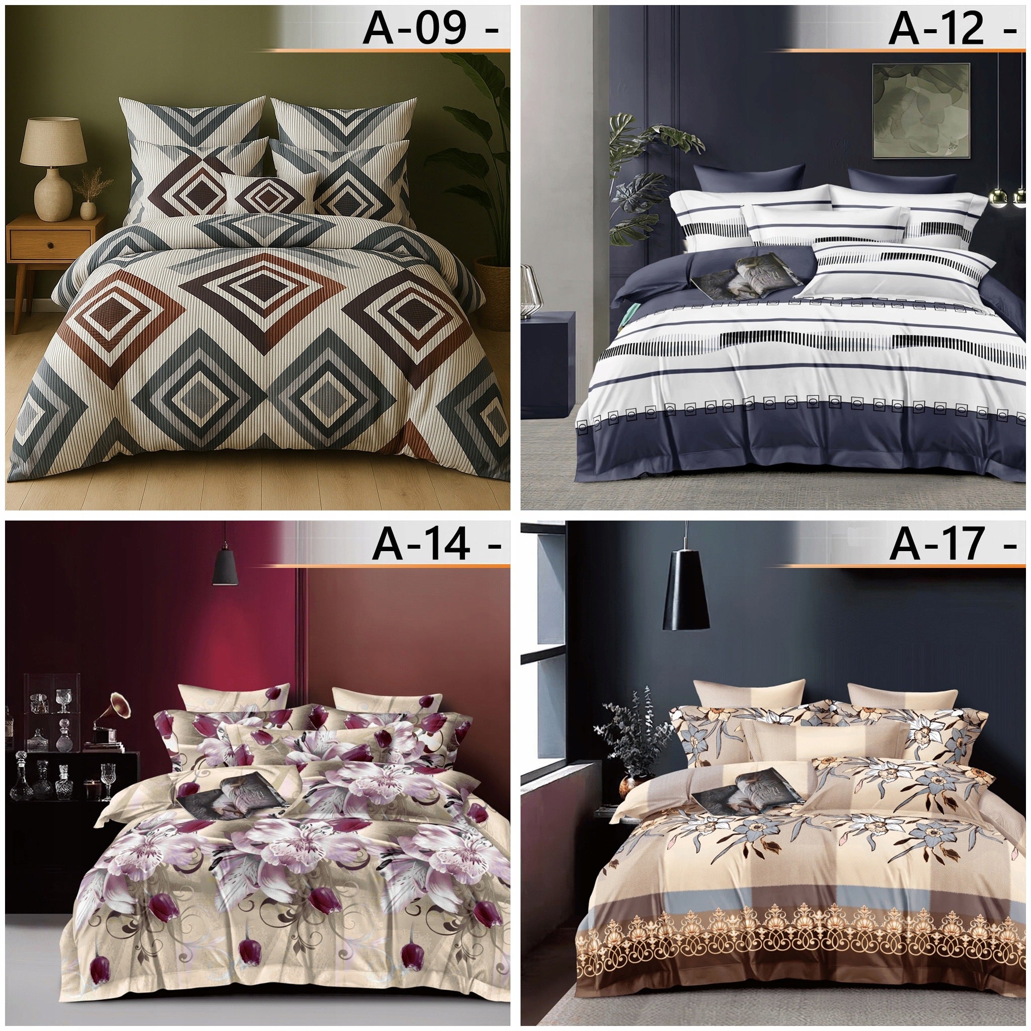 BEDDING 200x220 COTTON BEDDING SET +2 PILLOWCASES + SHEET MIX Packaging status original