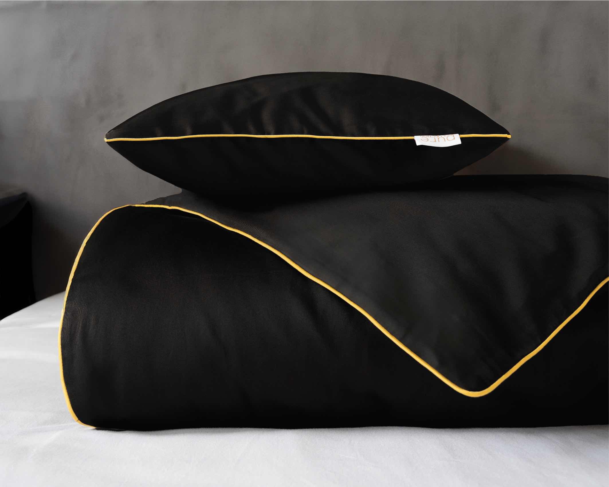 BEDDING LUXURY SATIN COTTON MACOSATIN 220X200 BLACK WITH PIPING Manufacturer code makosatyna 220x200 czarny