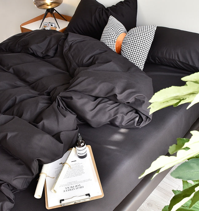 BEDDING SET 140x200 2x PILLOWCASES 70x80 MICROFIBER SMOOTH SOFT BLACK Manufacturer code SylMar
