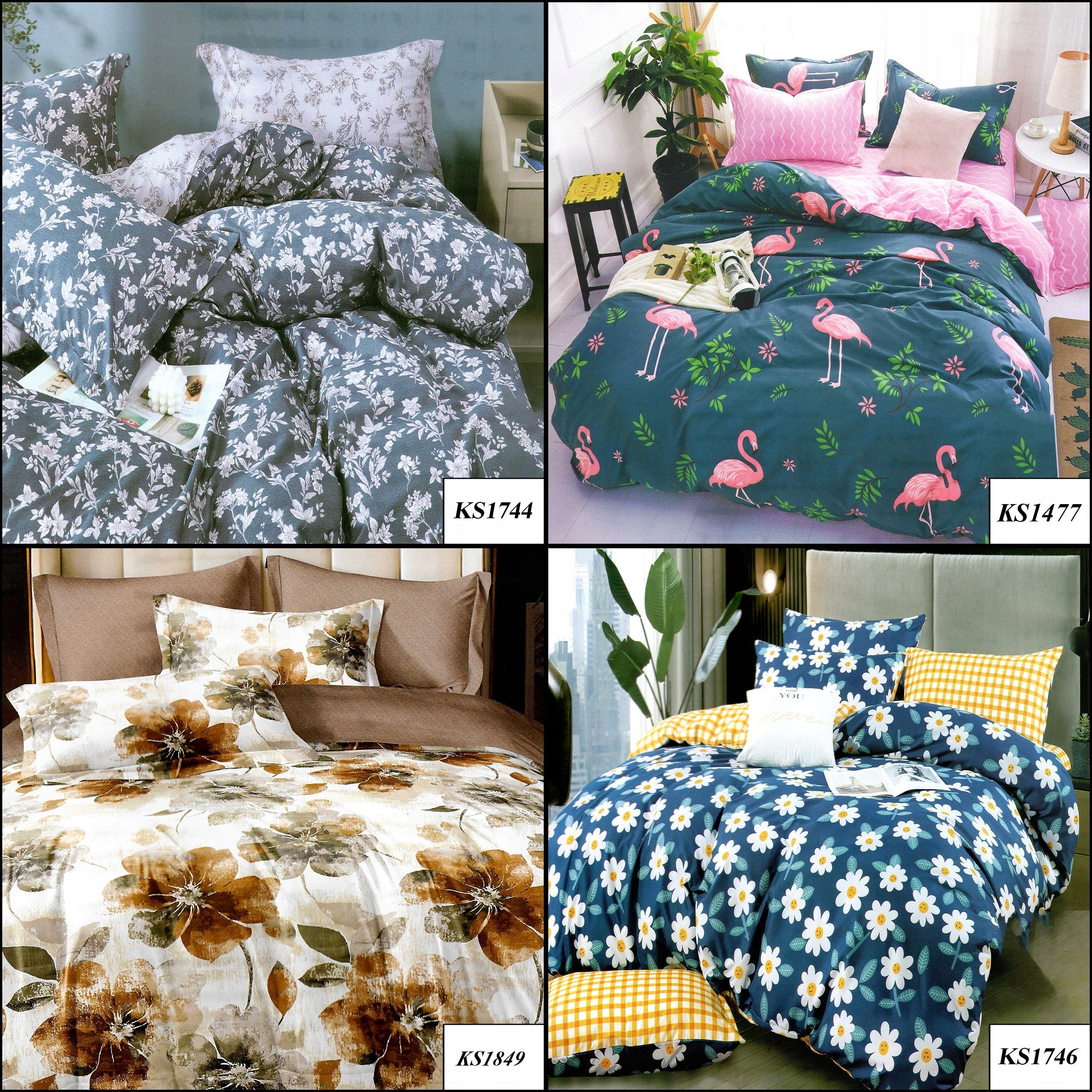 BEDDING SET 200X220 100% COTTON THICK WITH SHEET LARGE SELECTION Brand J&W