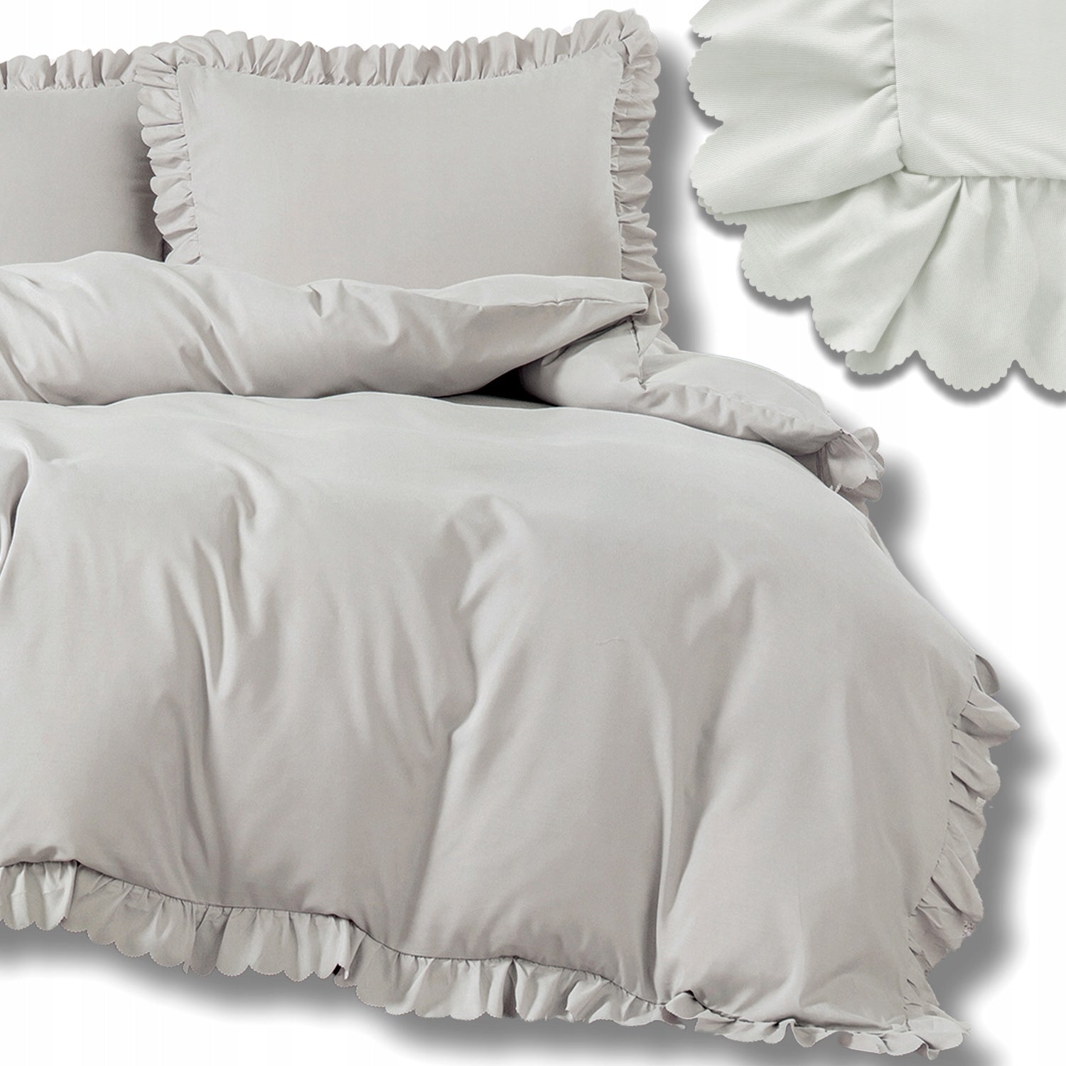 BEDDING WITH FRILL 200x220 +2 PILLOWCASES BEDDING SET WITH FRILL