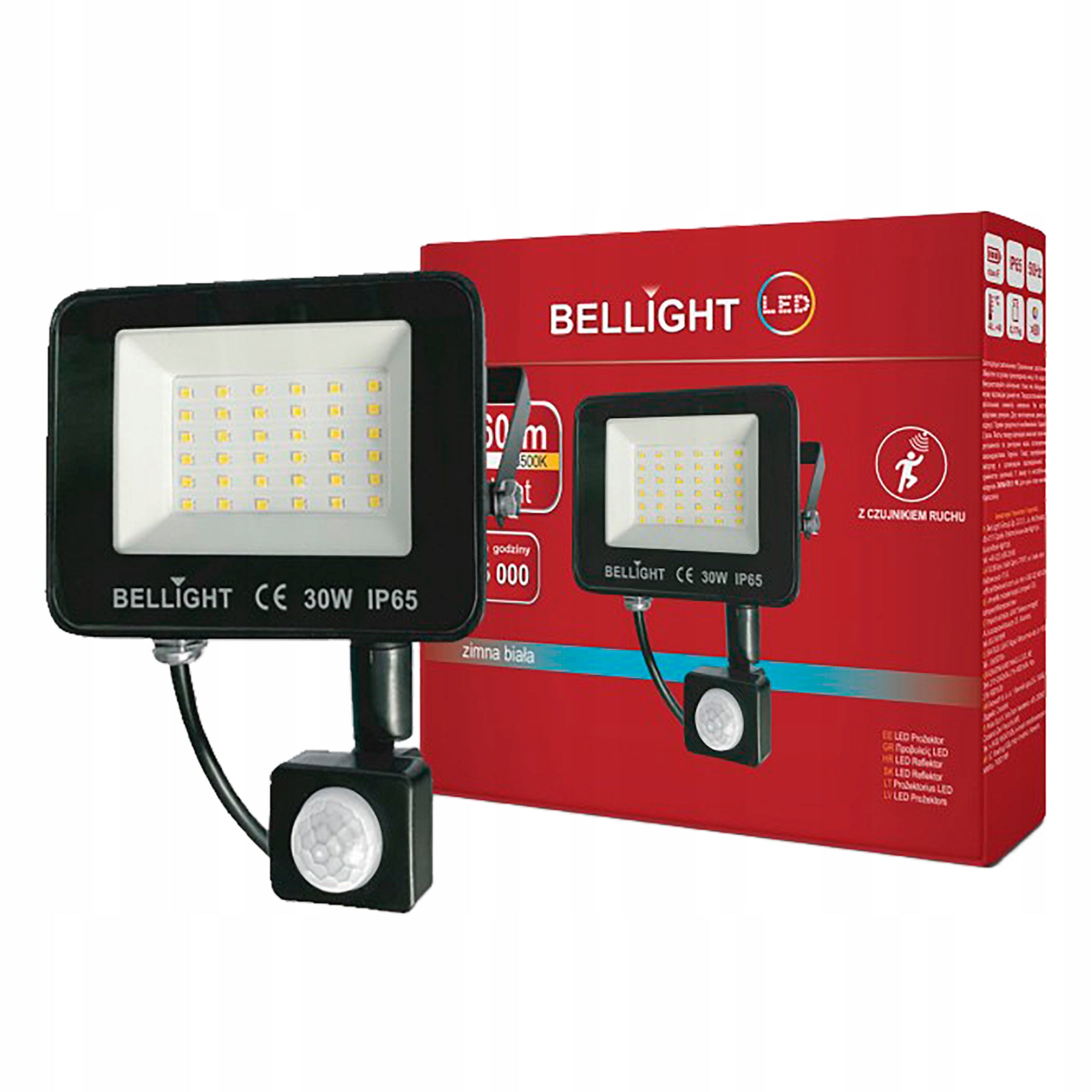 BELLIGHT LED floodlight with sensor 230V 30W 6500K