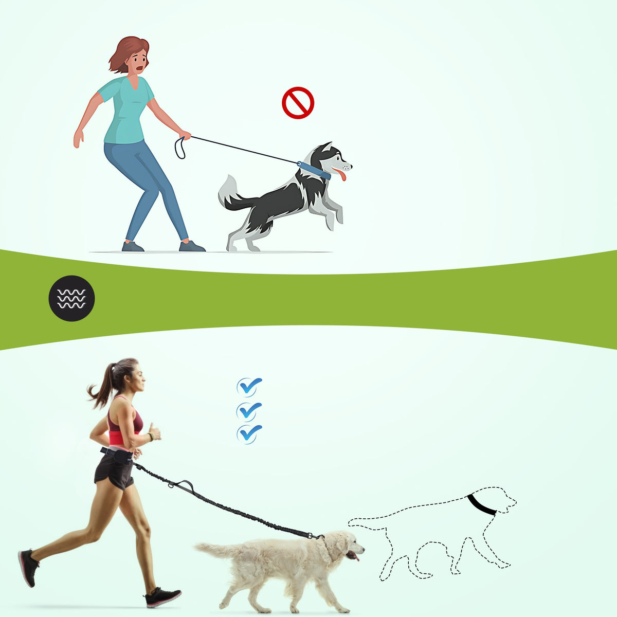 BELT RUNNING SACHET WITH DOG Elastic traction rope Brand no brand