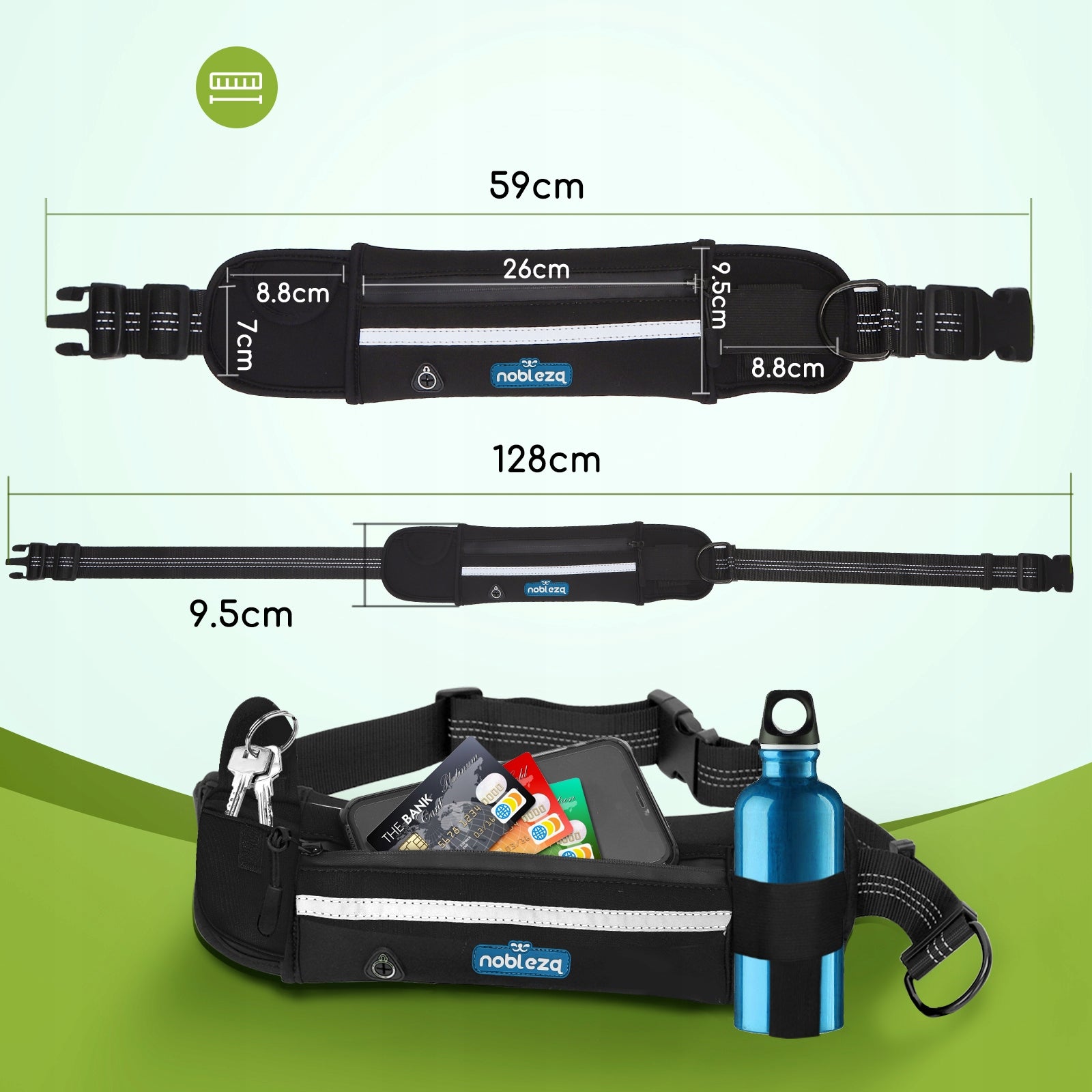 BELT RUNNING SACHET WITH DOG Elastic traction rope Manufacturer code B40707LB3