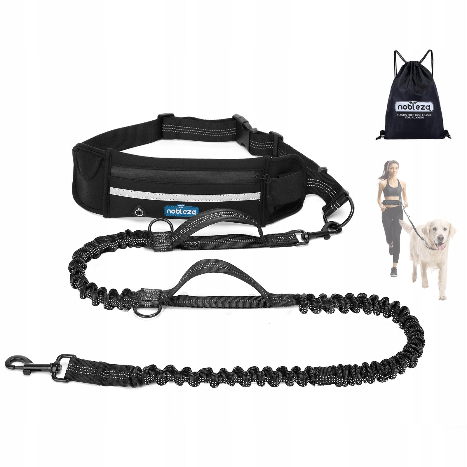 BELT RUNNING SACHET WITH DOG Elastic traction rope