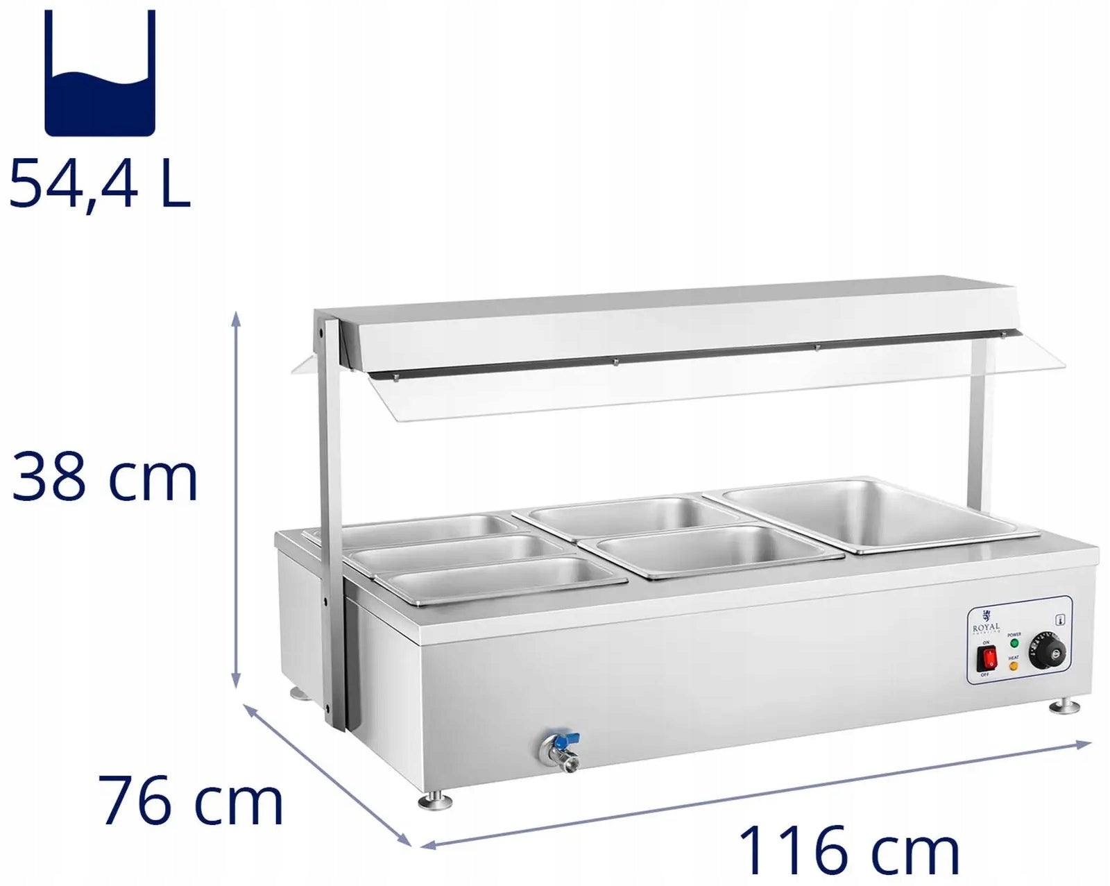 BEMAR WITH DRAIN TAP 6XGN ROYAL CATERING RCBM-6WA 10010381 Packaging status original