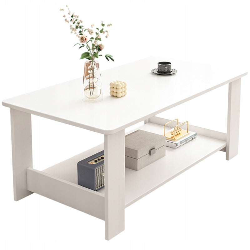BENCH COFFEE TABLE WHITE MODERN WITH SHELF LIVING ROOM LOFT LARGE 100 CM