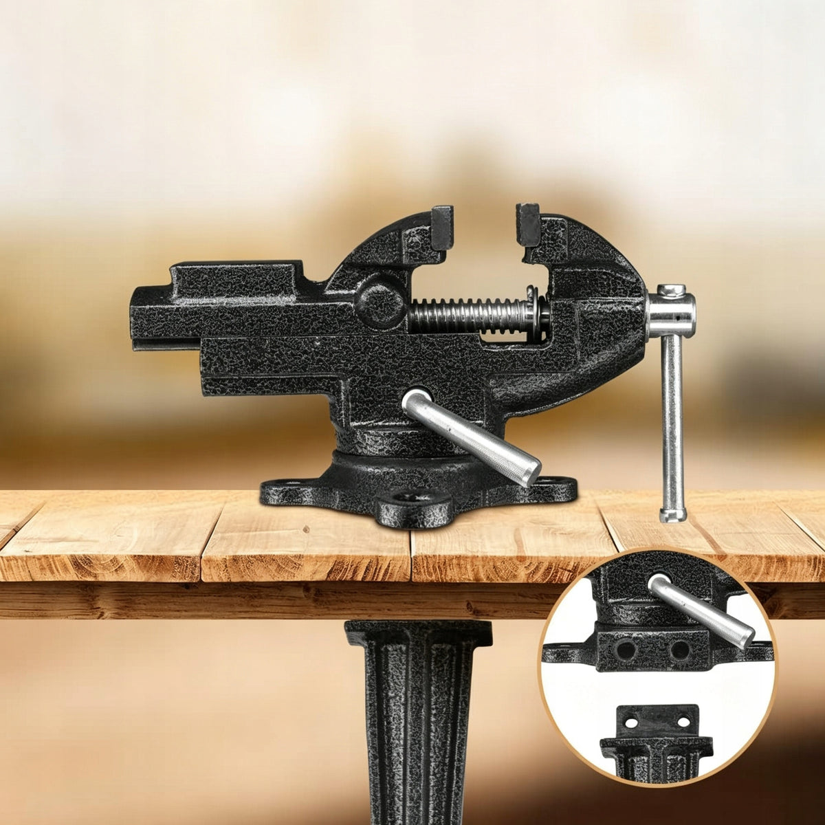 BENCH VISE 85mm QUICK-RELEASE CAST STEEL 360 SWIVEL BASE DETACHABLE Packaging status original