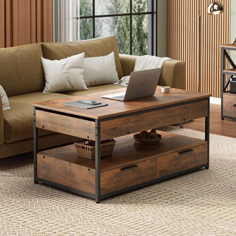 BENCH WOODEN COFFEE TABLE LOFT FOLDING DRAWERS LIVING ROOM TABLE 100 CM EAN (GTIN) 5904890439382