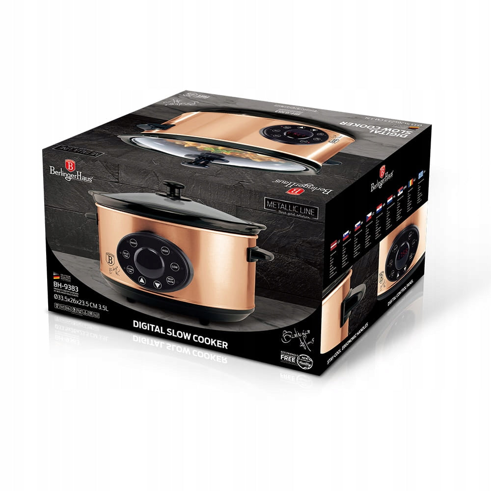 BERLINGERHAUS Pomalý hrnec s poklicí Slow Cooker 3,5 l Black Rose Collectio Dominant color yellow/gold