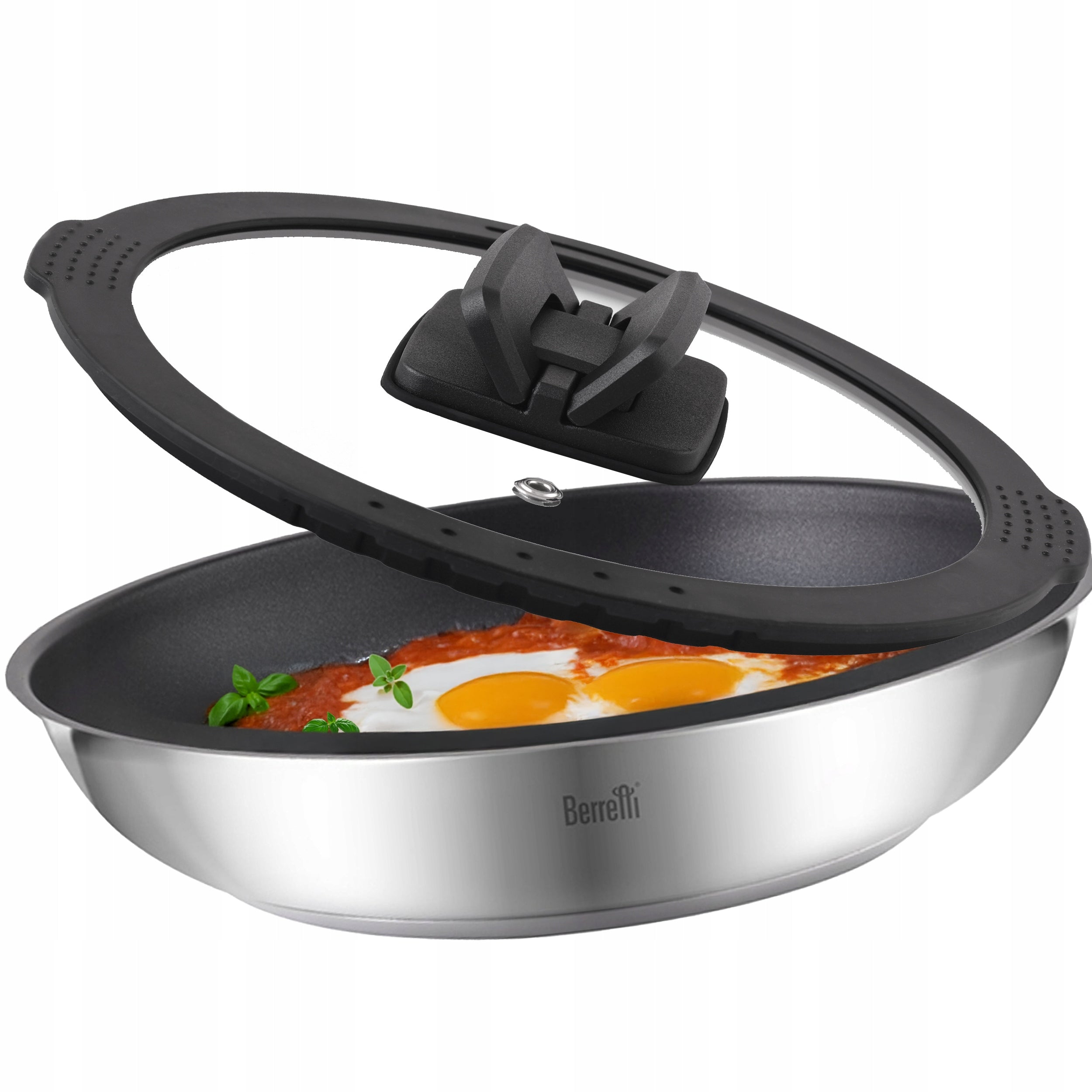 BERRETTI SET STEEL PAN WITH GLASS LID AND DETACHABLE HANDLE 22cm Manufacturer code 5906574624305