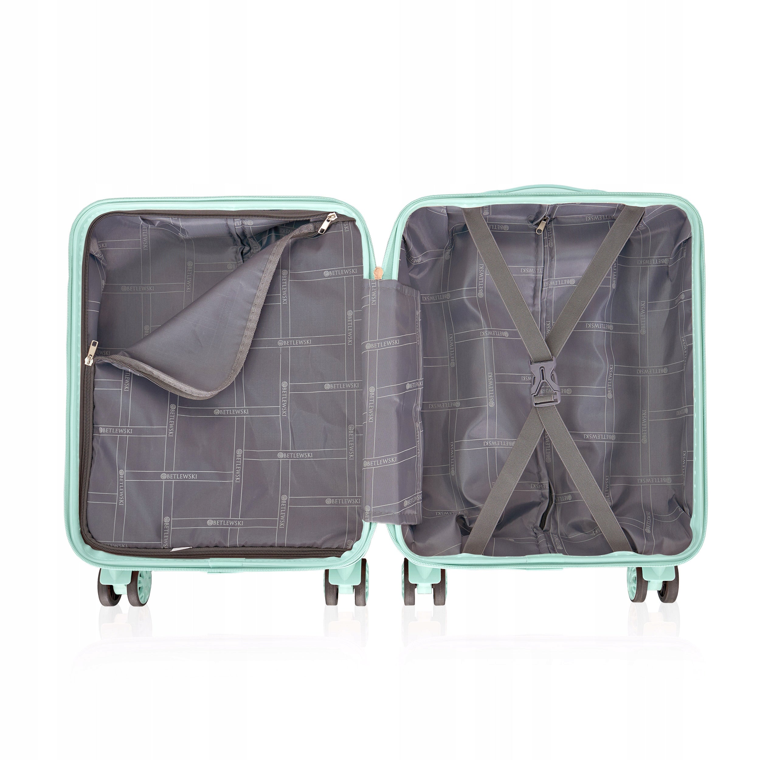 BETLEWSKI Small Cabin Suitcase comfortable zipper on wheels strong material Manufacturer code BWA-029 XS TURKUS
