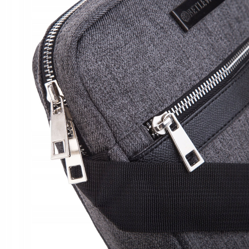 BETLEWSKI bag men's shoulder small sports pouch zippers pocket grey Manufacturer code EPO-5145 SZARY